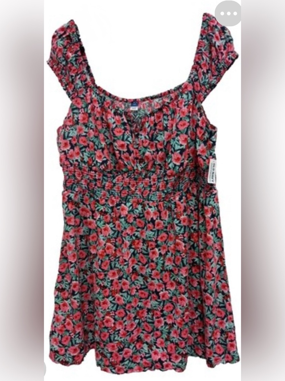 Floral Cap-Sleeve Summer Dress in Pink and Green